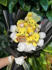 SARI PELUŞ AYICIK BUKETİ